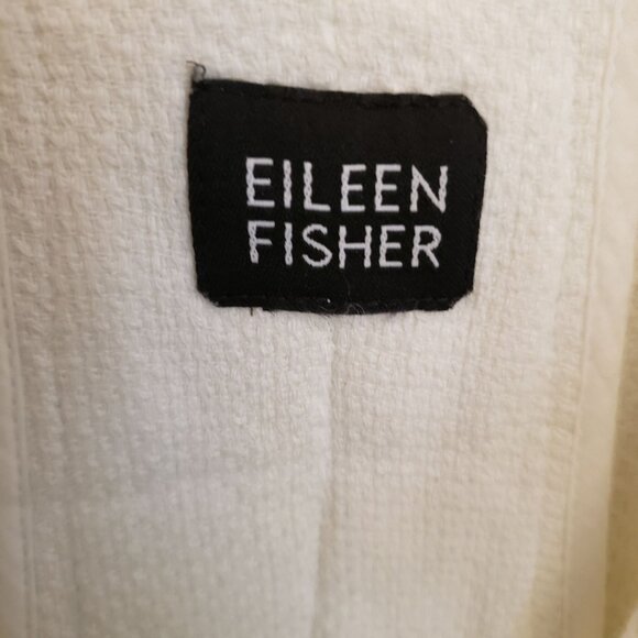 Eileen Fisher White Linen/Cotton Blend Open Front A-Line Jacket Size L* GUC - Picture 8 of 11